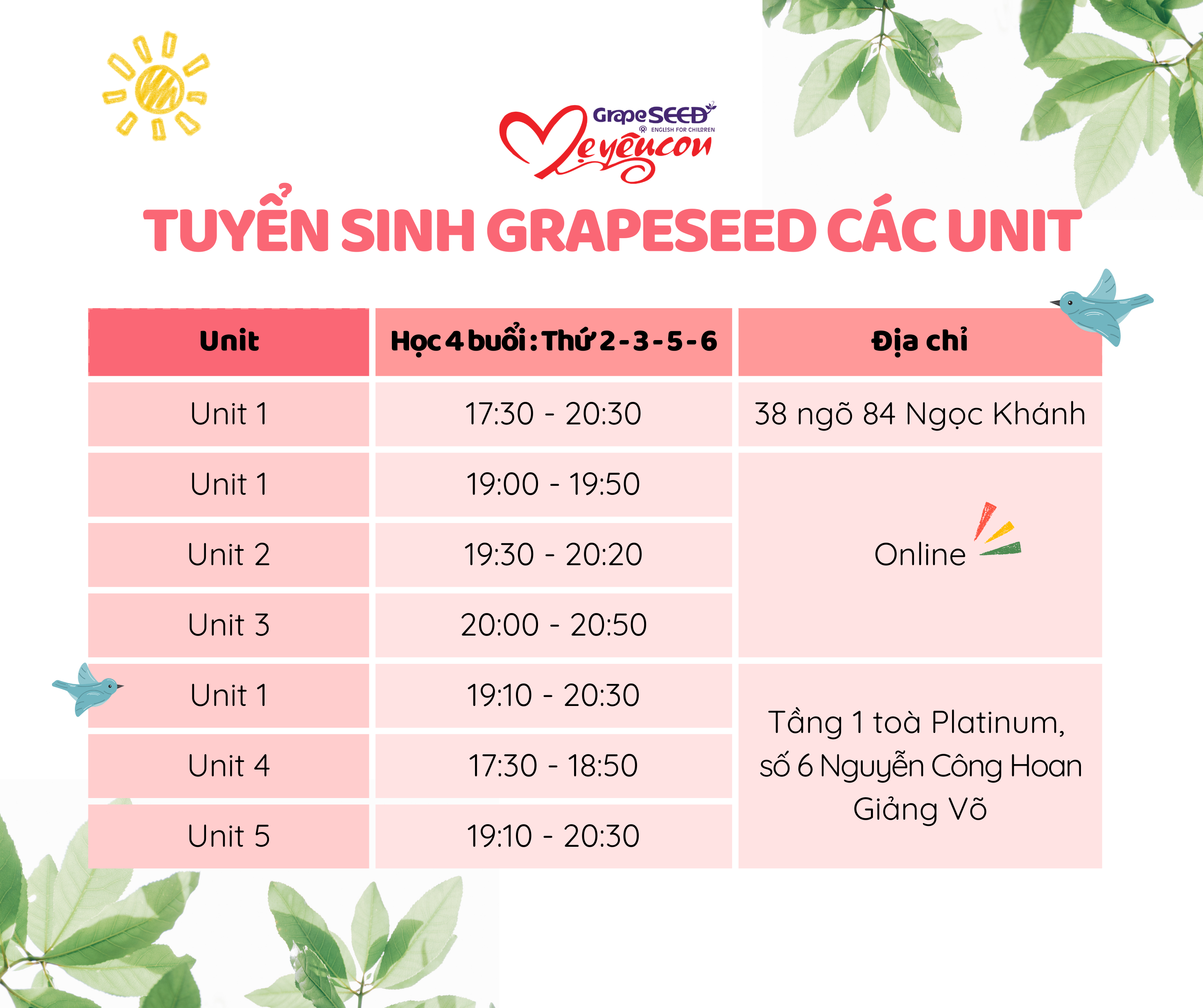 Tuyển sinh tháng 4.2026